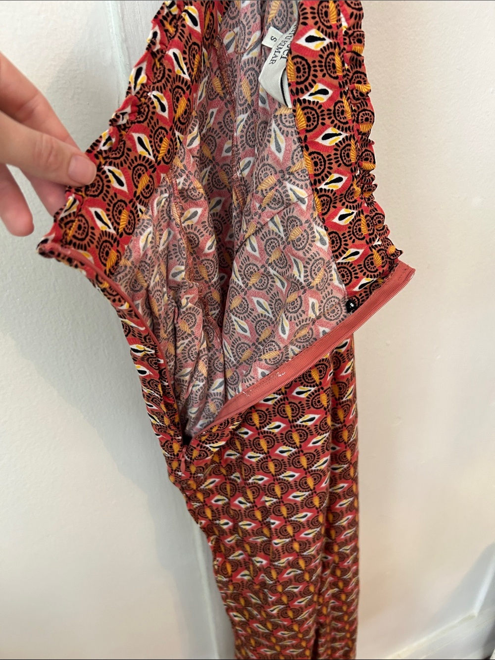 Label Ritukumar Multicolor Geometric Wide-Leg Pant Palazzos Red & Yellow Pattern - Picture 7 of 7